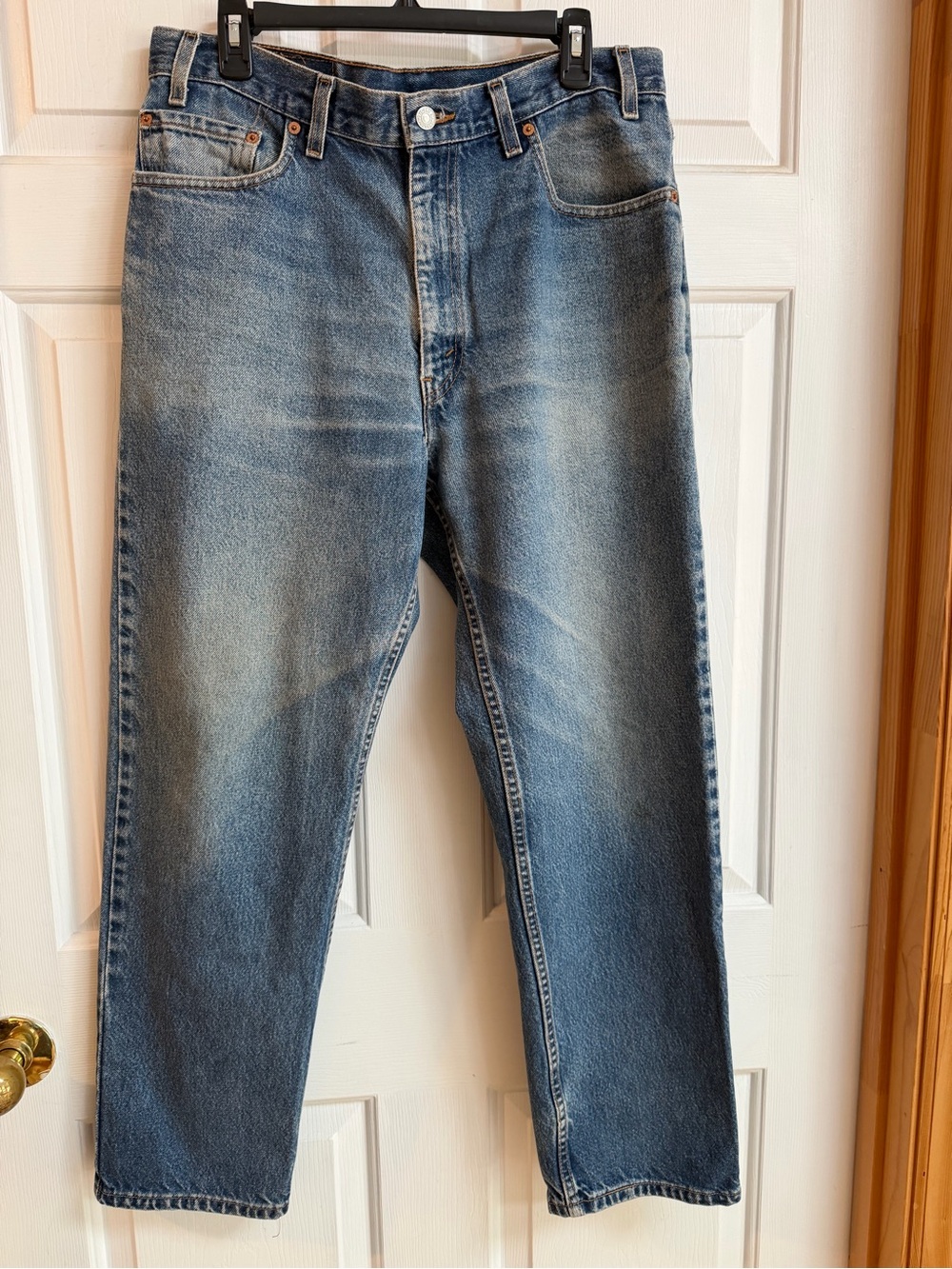 Vintage Levi's Men's Straight Jeans in Faded Blue Denim